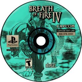 Cartridge artwork for Breath of Fire IV on the Sony Playstation.