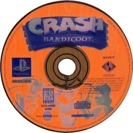 Cartridge artwork for Crash Bandicoot on the Sony Playstation.