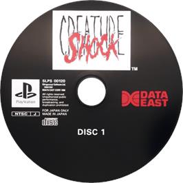 Cartridge artwork for Creature Shock on the Sony Playstation.
