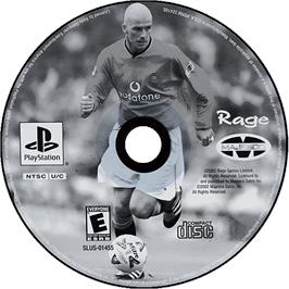 Cartridge artwork for David Beckham Soccer on the Sony Playstation.