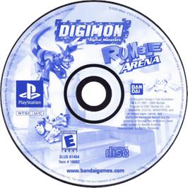 Cartridge artwork for Digimon Rumble Arena on the Sony Playstation.