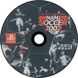 Cartridge artwork for Dynamite Soccer 2002 on the Sony Playstation.