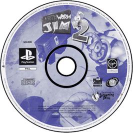 Cartridge artwork for Earthworm Jim 2 on the Sony Playstation.