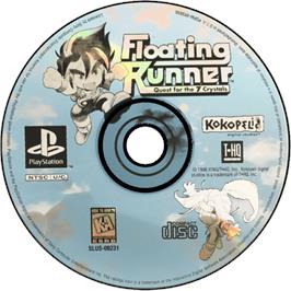 Cartridge artwork for Floating Runner - Quest For The 7 Crystals on the Sony Playstation.