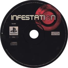 Cartridge artwork for Infestation on the Sony Playstation.