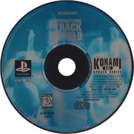 Cartridge artwork for International Track & Field on the Sony Playstation.
