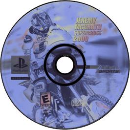 Cartridge artwork for Jeremy McGrath Supercross 2000 on the Sony Playstation.