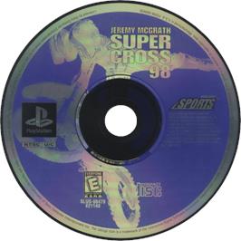 Cartridge artwork for Jeremy Mcgrath Supercross 98 on the Sony Playstation.