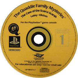 Cartridge artwork for Lightspan - The Quaddle Family Mysteries 1 - The case of the Scarce Scarab - Lobby - Kitchen on the Sony Playstation.
