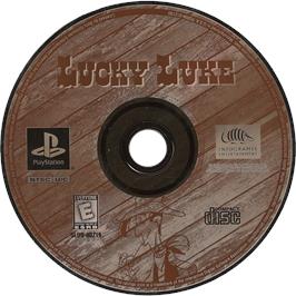 Cartridge artwork for Lucky Luke on the Sony Playstation.