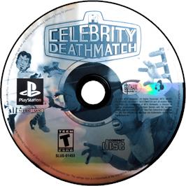 Cartridge artwork for MTV Celebrity Deathmatch on the Sony Playstation.
