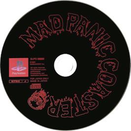 Cartridge artwork for Mad Panic Coaster on the Sony Playstation.