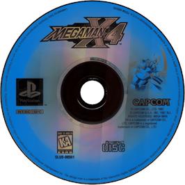 Cartridge artwork for Mega Man X4 on the Sony Playstation.