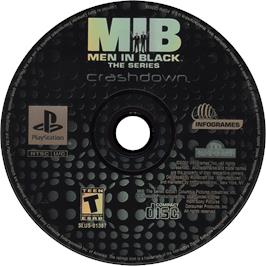 Cartridge artwork for Men In Black - The Series - Crashdown on the Sony Playstation.