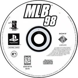 Cartridge artwork for Mlb 98 on the Sony Playstation.
