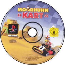 Cartridge artwork for Moorhuhn Kart on the Sony Playstation.