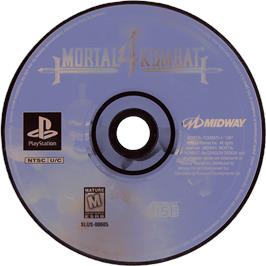 Cartridge artwork for Mortal Kombat 4 on the Sony Playstation.