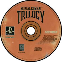 Cartridge artwork for Mortal Kombat Trilogy on the Sony Playstation.