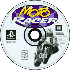 Cartridge artwork for Moto Racer on the Sony Playstation.