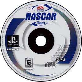 Cartridge artwork for NASCAR 2001 on the Sony Playstation.