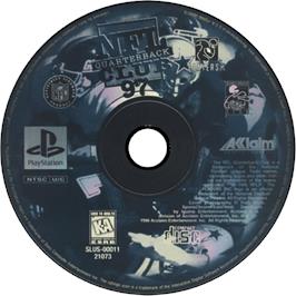 Cartridge artwork for NFL Quarterback Club 97 on the Sony Playstation.