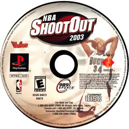 Cartridge artwork for Nba Shootout 2003 on the Sony Playstation.