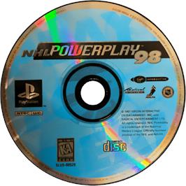 Cartridge artwork for Nhl Powerplay 98 on the Sony Playstation.