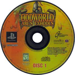 Cartridge artwork for Oddworld: Abe's Exoddus on the Sony Playstation.