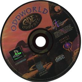 Cartridge artwork for Oddworld: Abe's Oddysee on the Sony Playstation.