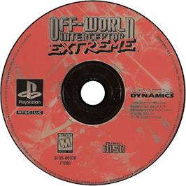 Cartridge artwork for Off-World Interceptor Extreme on the Sony Playstation.