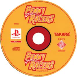 Cartridge artwork for Penny Racers on the Sony Playstation.
