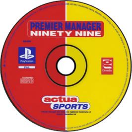 Cartridge artwork for Premier Manager Ninety Nine on the Sony Playstation.