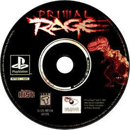 Cartridge artwork for Primal Rage on the Sony Playstation.
