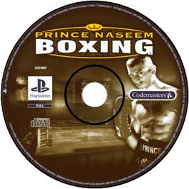 Cartridge artwork for Prince Naseem Boxing on the Sony Playstation.