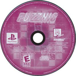 Cartridge artwork for Puzznic on the Sony Playstation.