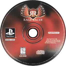 Cartridge artwork for Rage Racer on the Sony Playstation.