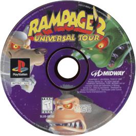 Cartridge artwork for Rampage 2 - Universal Tour on the Sony Playstation.