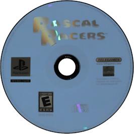 Cartridge artwork for Rascal Racers on the Sony Playstation.