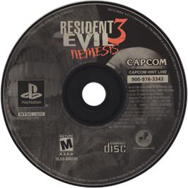 Cartridge artwork for Resident Evil 3 - Nemesis on the Sony Playstation.