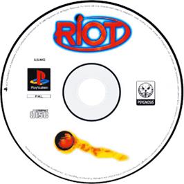 Cartridge artwork for Riot on the Sony Playstation.