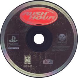 Cartridge artwork for Rush Hour on the Sony Playstation.