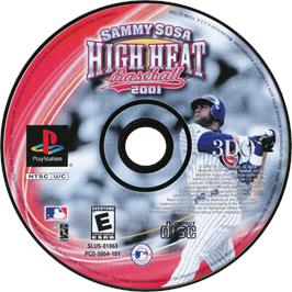 Cartridge artwork for Sammy Sosa High Heat Baseball 2001 on the Sony Playstation.