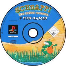 Cartridge artwork for Schnappi - Das Kleine Krokodil - 3 Fun-games on the Sony Playstation.