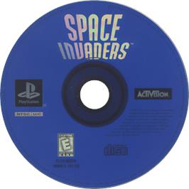 Cartridge artwork for Space Invaders on the Sony Playstation.