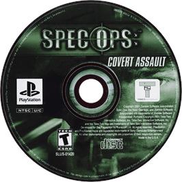 Cartridge artwork for Spec Ops: Covert Assault on the Sony Playstation.