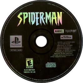 Cartridge artwork for Spider-man on the Sony Playstation.
