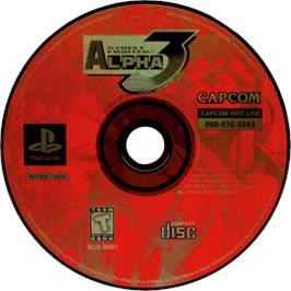 Cartridge artwork for Street Fighter Alpha 3 on the Sony Playstation.