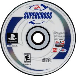 Cartridge artwork for Supercross on the Sony Playstation.