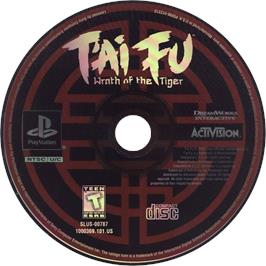Cartridge artwork for T'ai Fu - Wrath Of The Tiger on the Sony Playstation.
