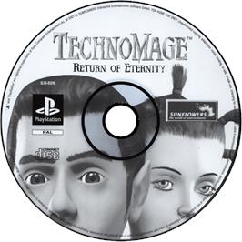 Cartridge artwork for TechnoMage: Return of Eternity on the Sony Playstation.